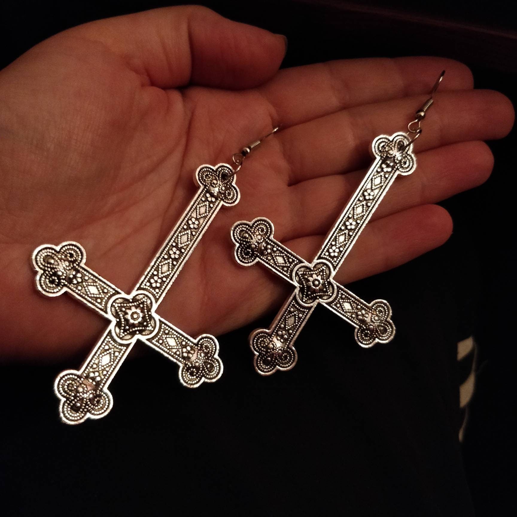 Large Crucifix Earrings