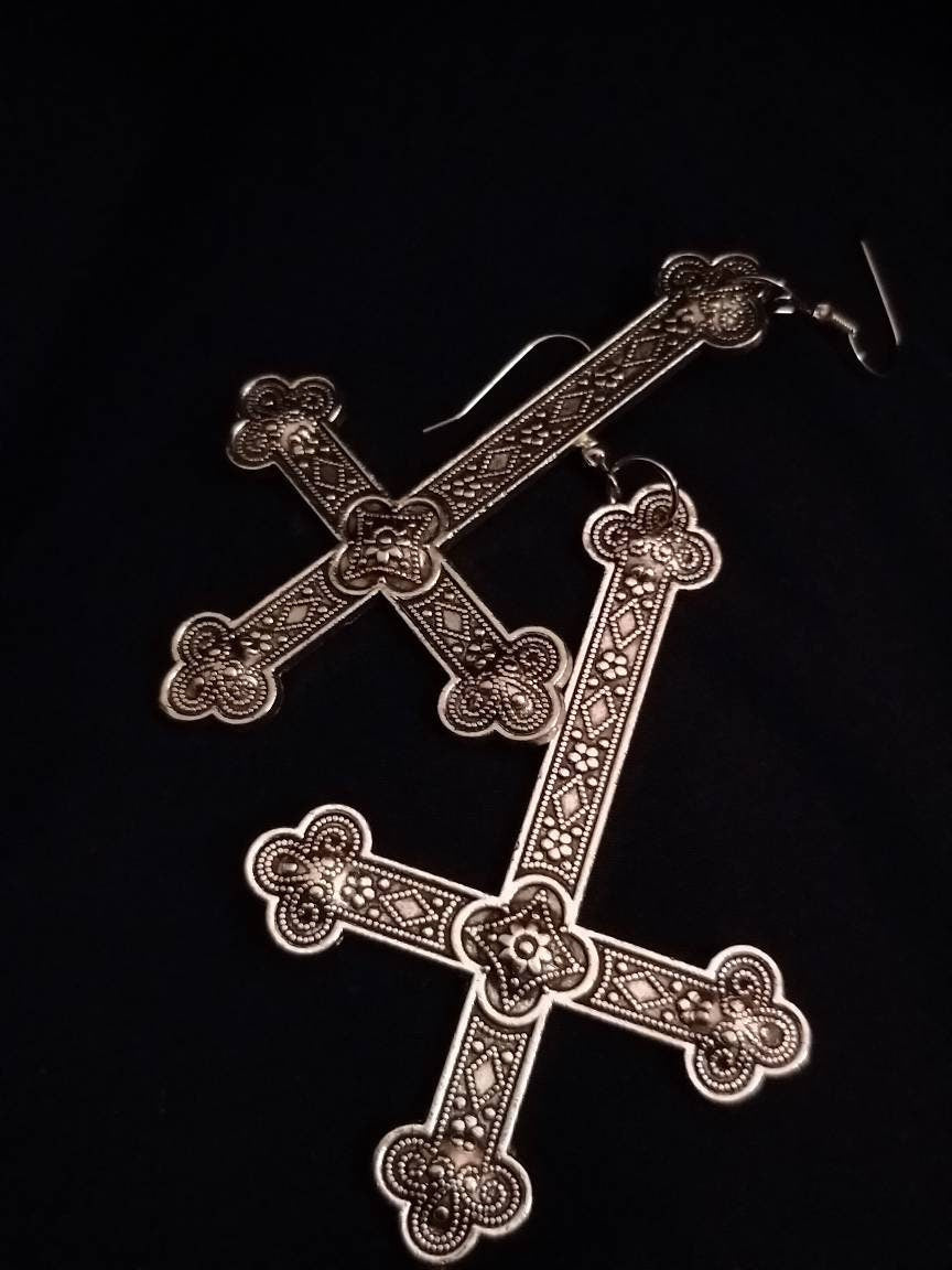 Large Crucifix Earrings