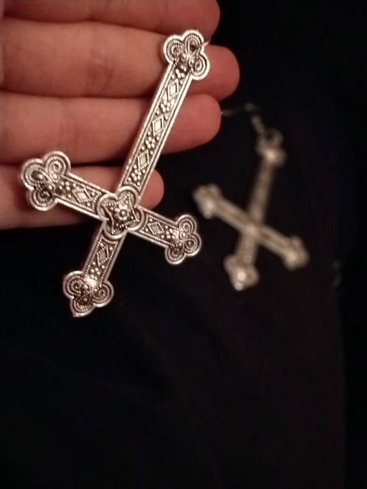 Large crucifix earrings