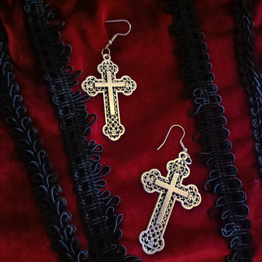 Layered Crucifix Earrings