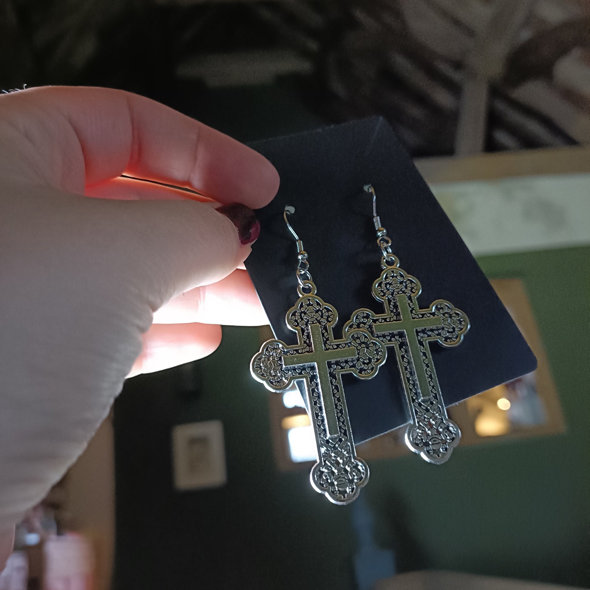 Layered Crucifix Earrings - Gothic Vampire Earrings
