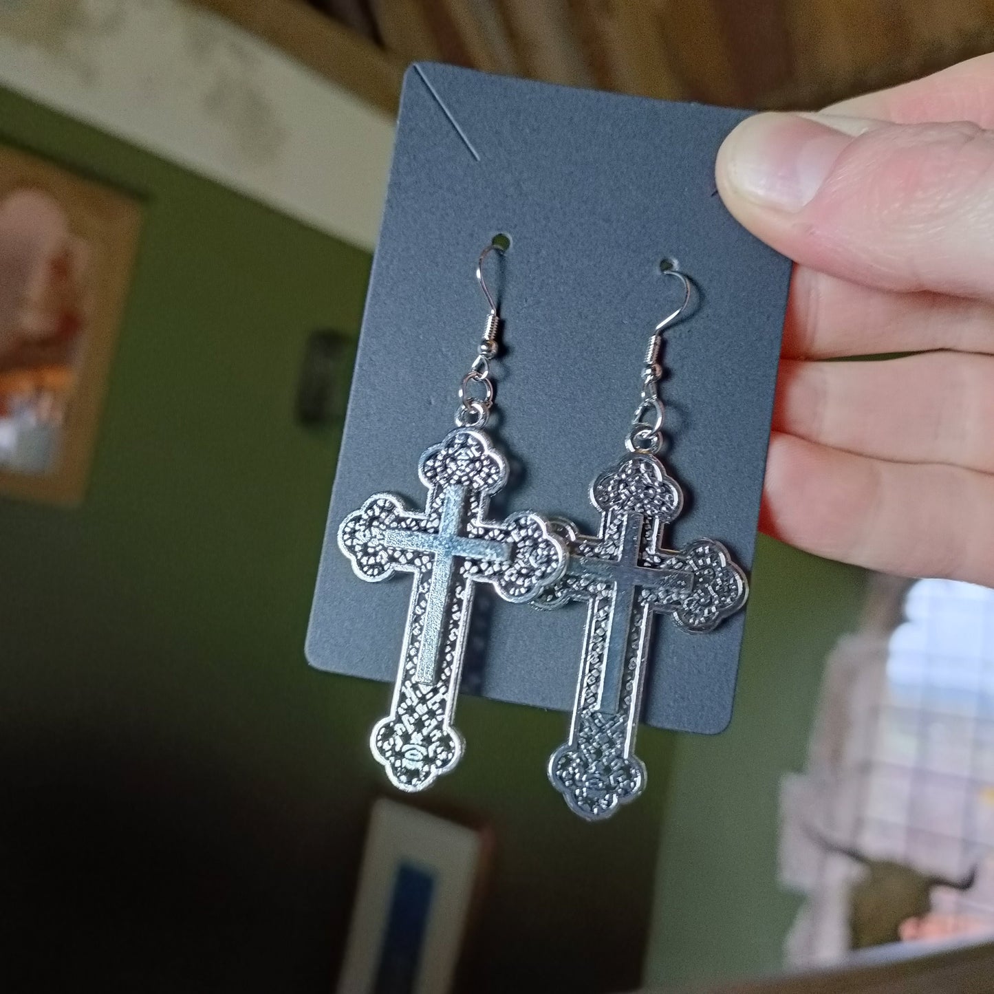 Layered Crucifix Earrings - Gothic Vampire Earrings