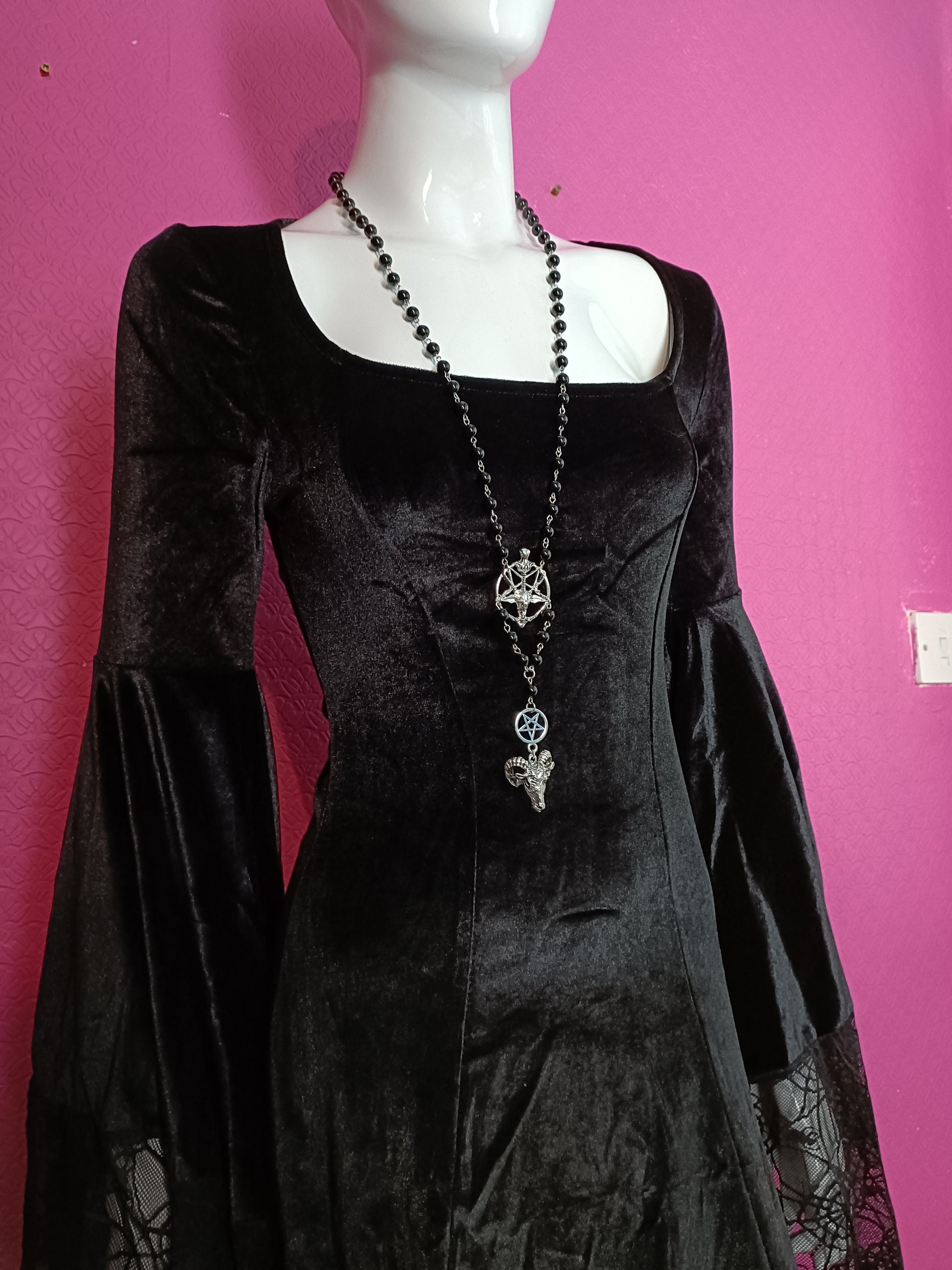 Occult Goth Rosary-Baphomet and Pentagram