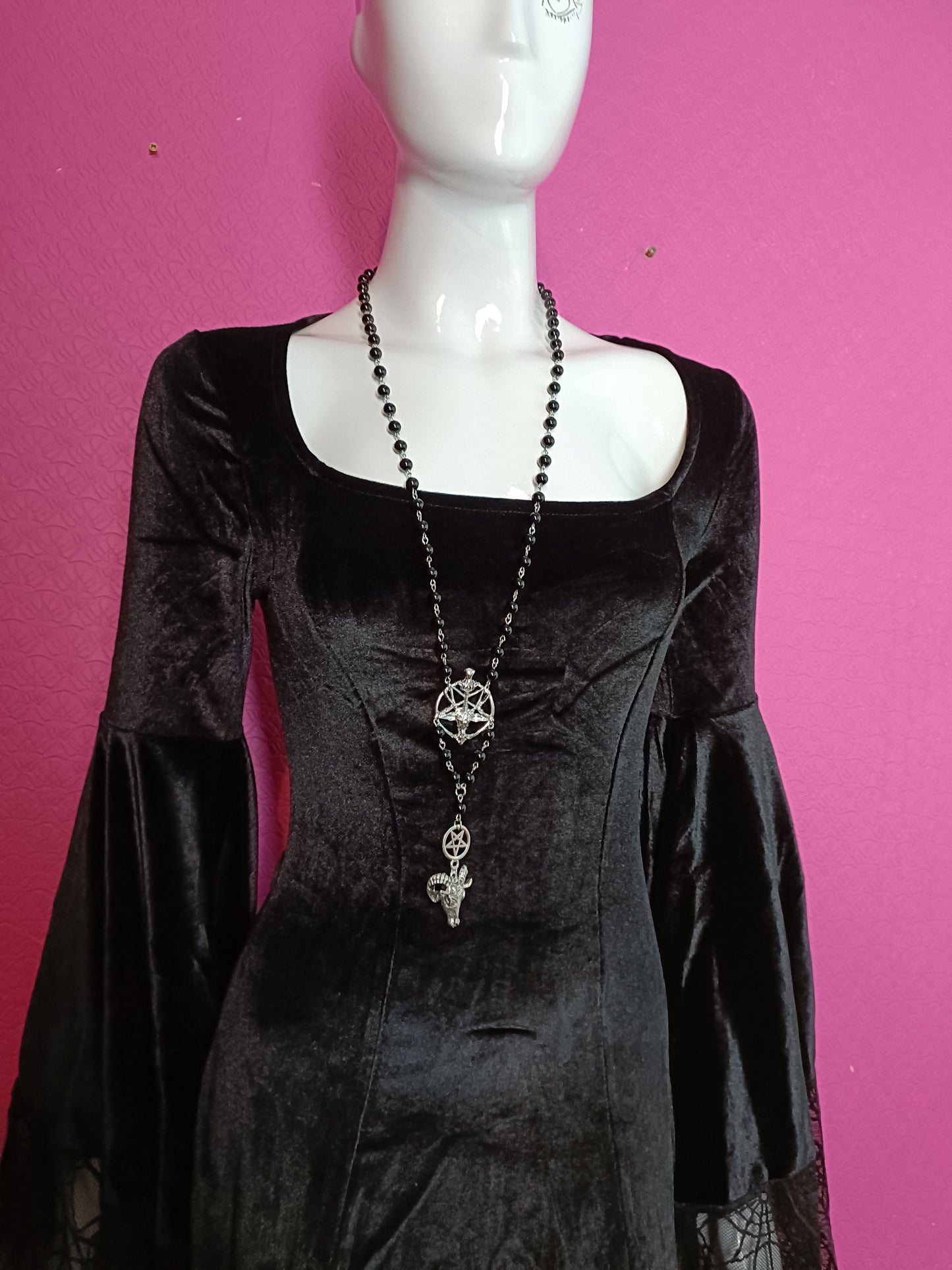 Occult Goth Rosary-Baphomet and Pentagram