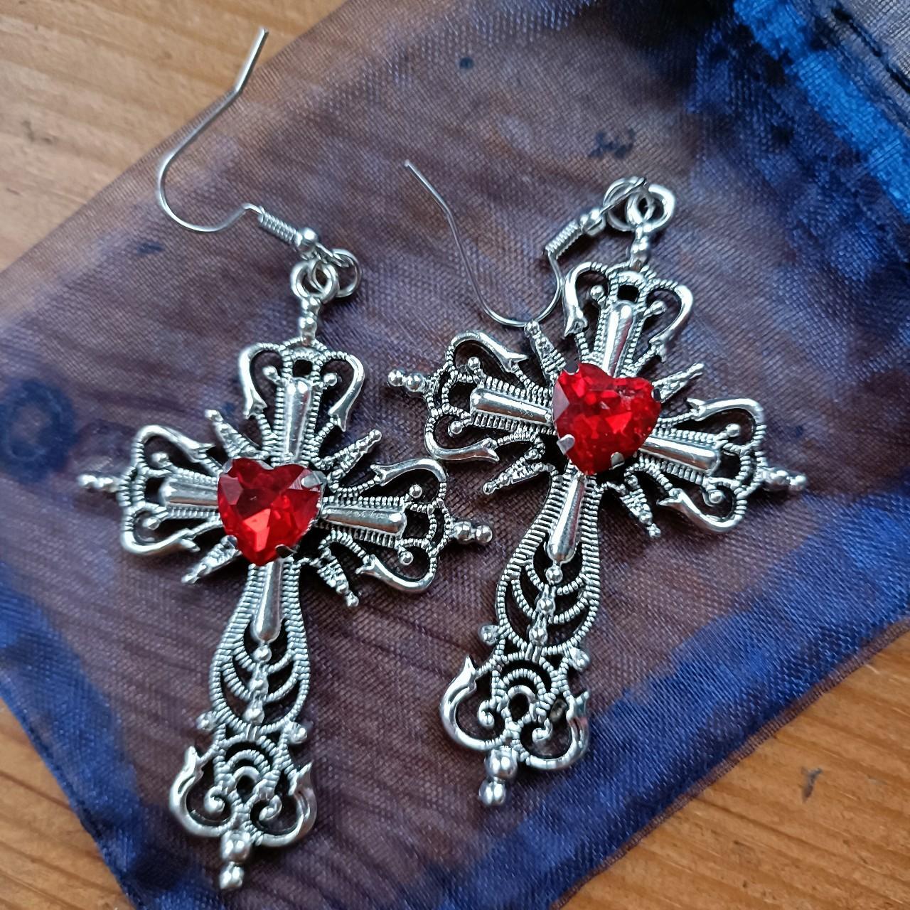 Sacred Heart Crucifix Earrings