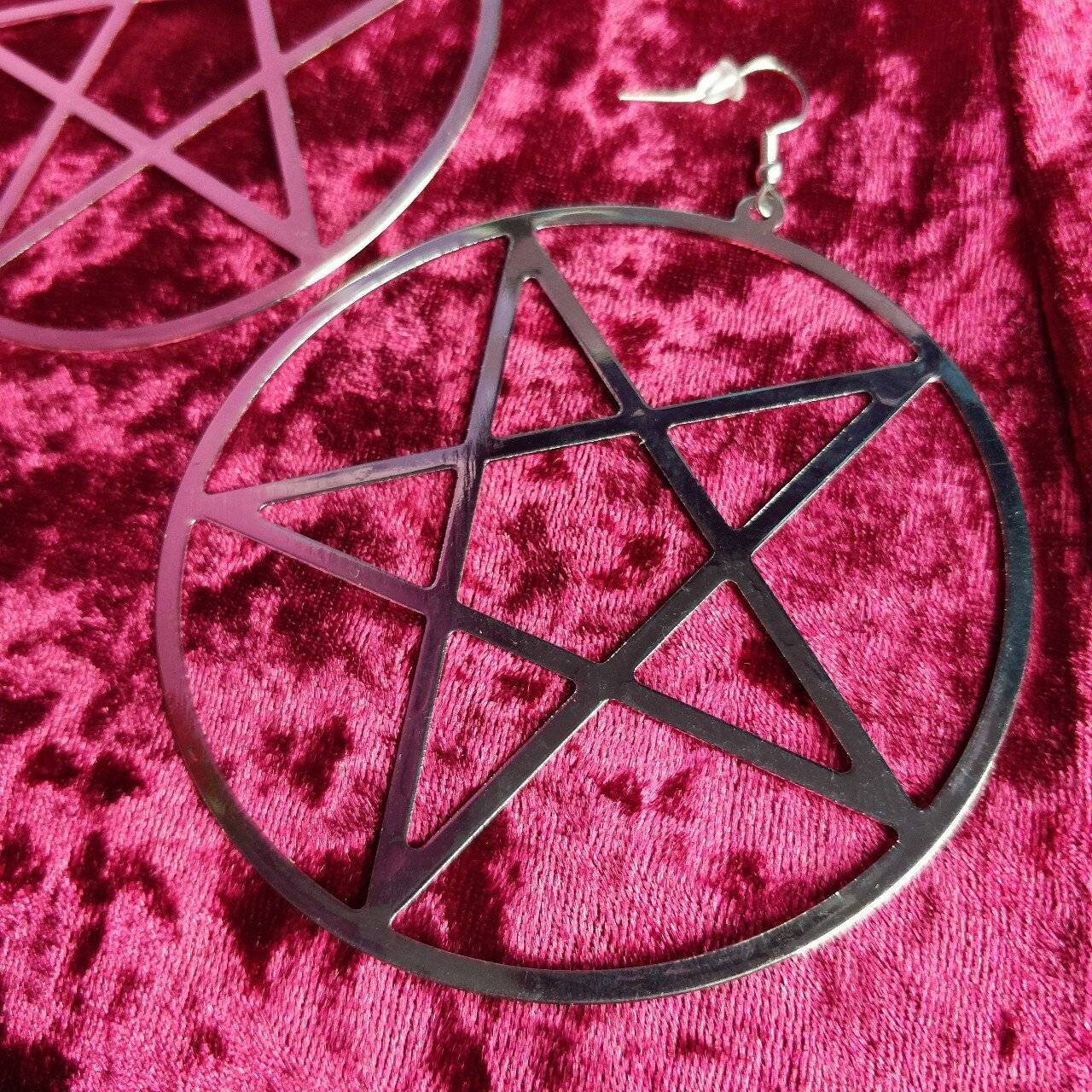 Pentagram Earrings// statement/ goth witch occult Halloween hoops