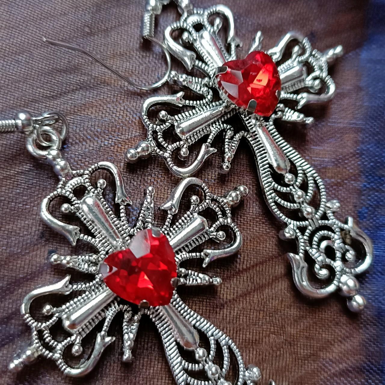 Sacred Heart Crucifix Earrings