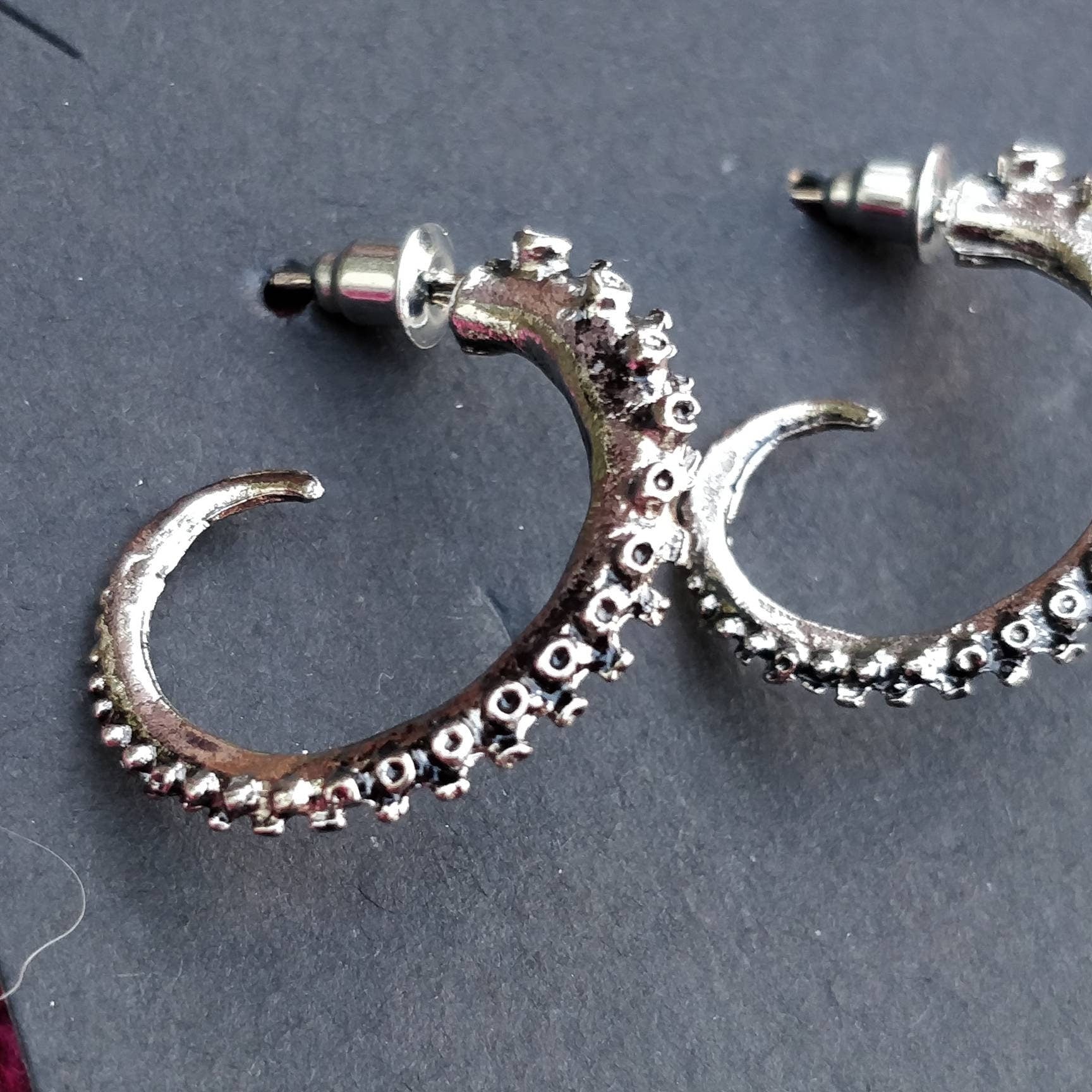 Silver Tentacle Earrings- Steampunk, Octopus, Mermaid, Nautical, Fantasy, Cephalopod, Sea Creature, Kraken