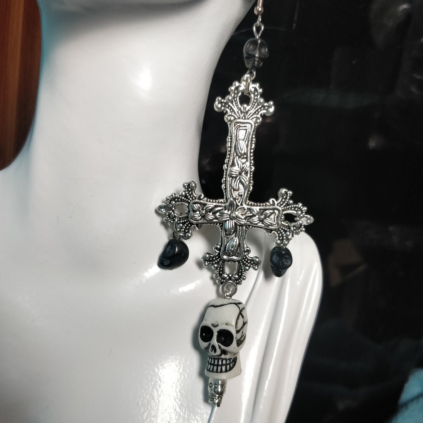 Skull Crucifix Earrings