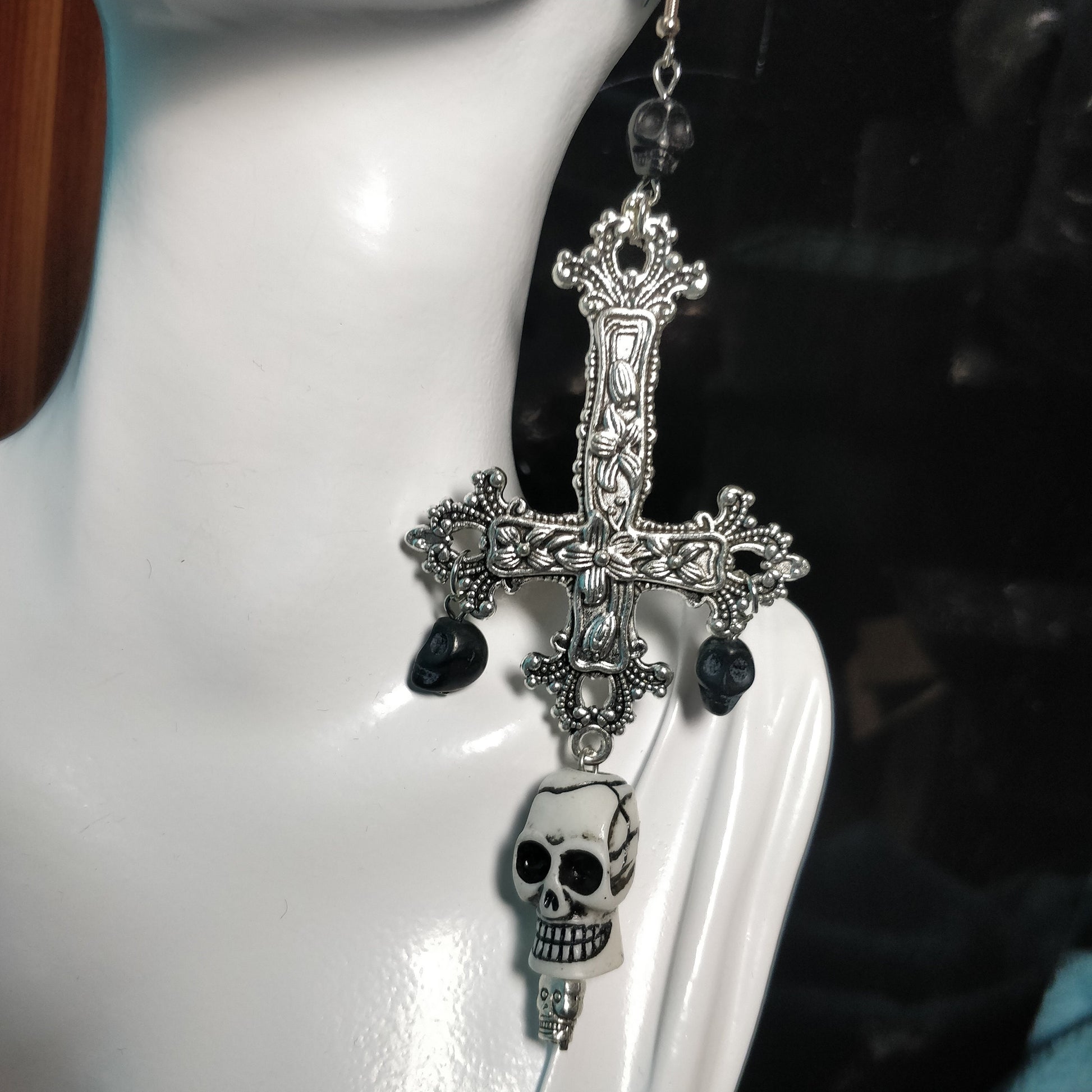 Skull Crucifix Earrings