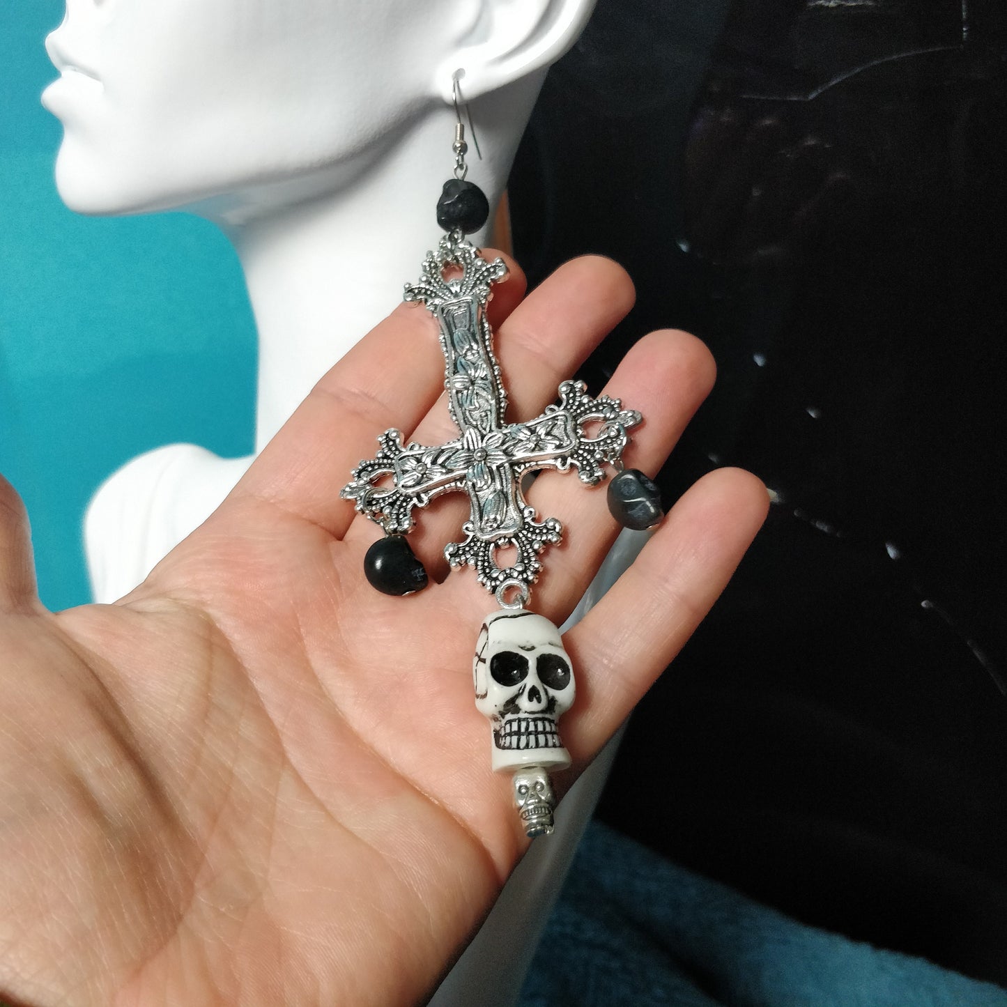 Skull Crucifix Earrings