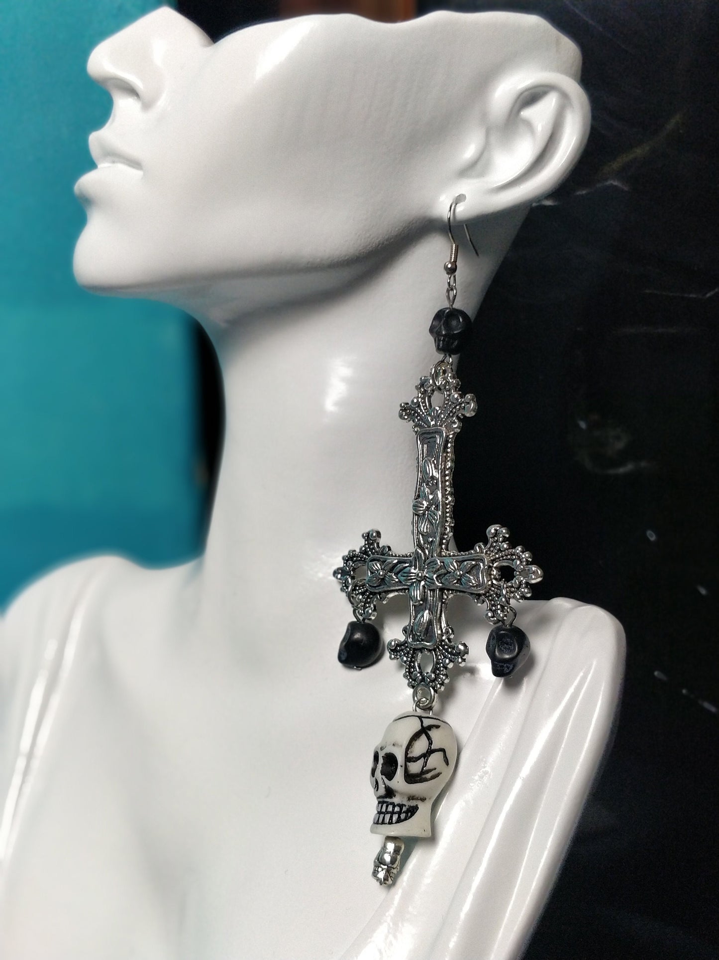 Skull Crucifix Earrings