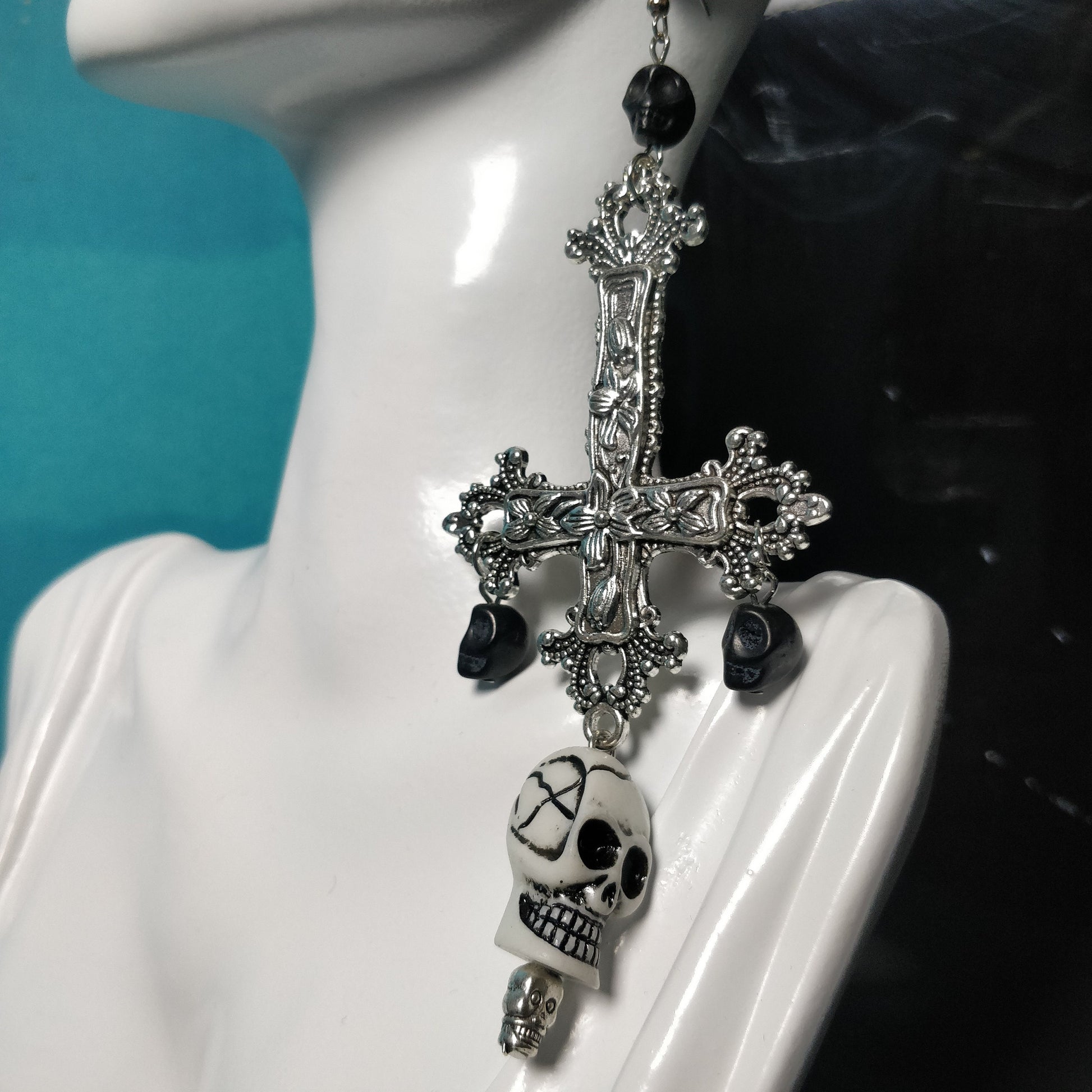 Skull Crucifix Earrings