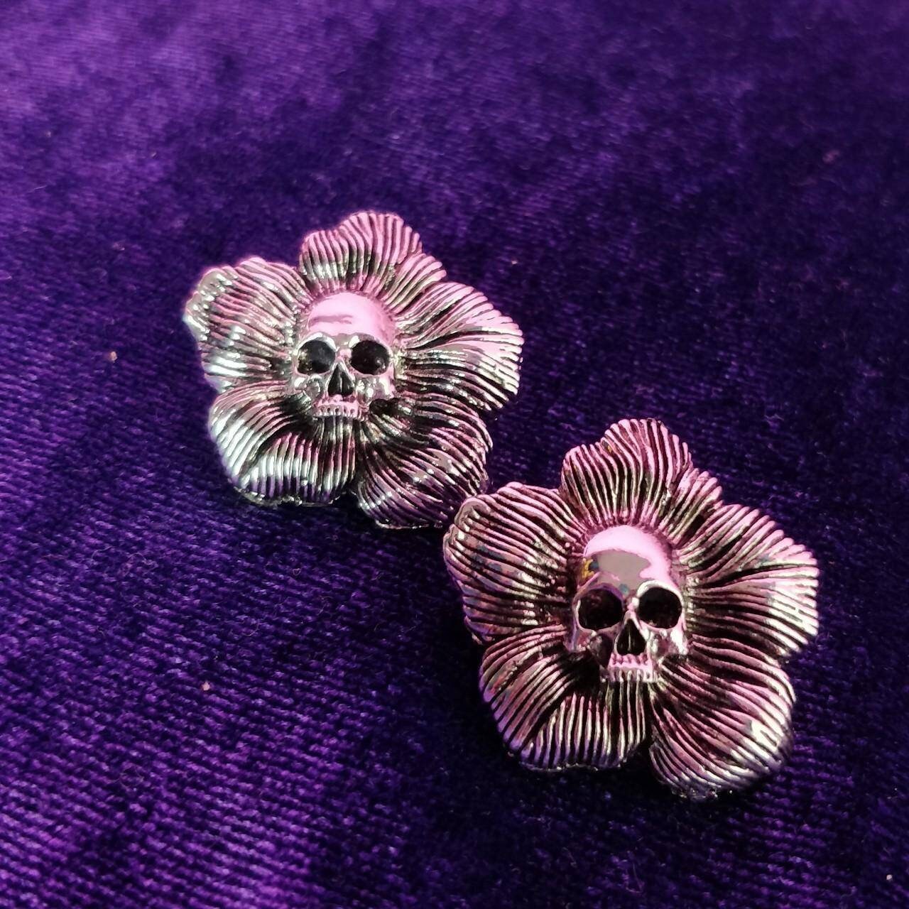 Skull Flower Earrings