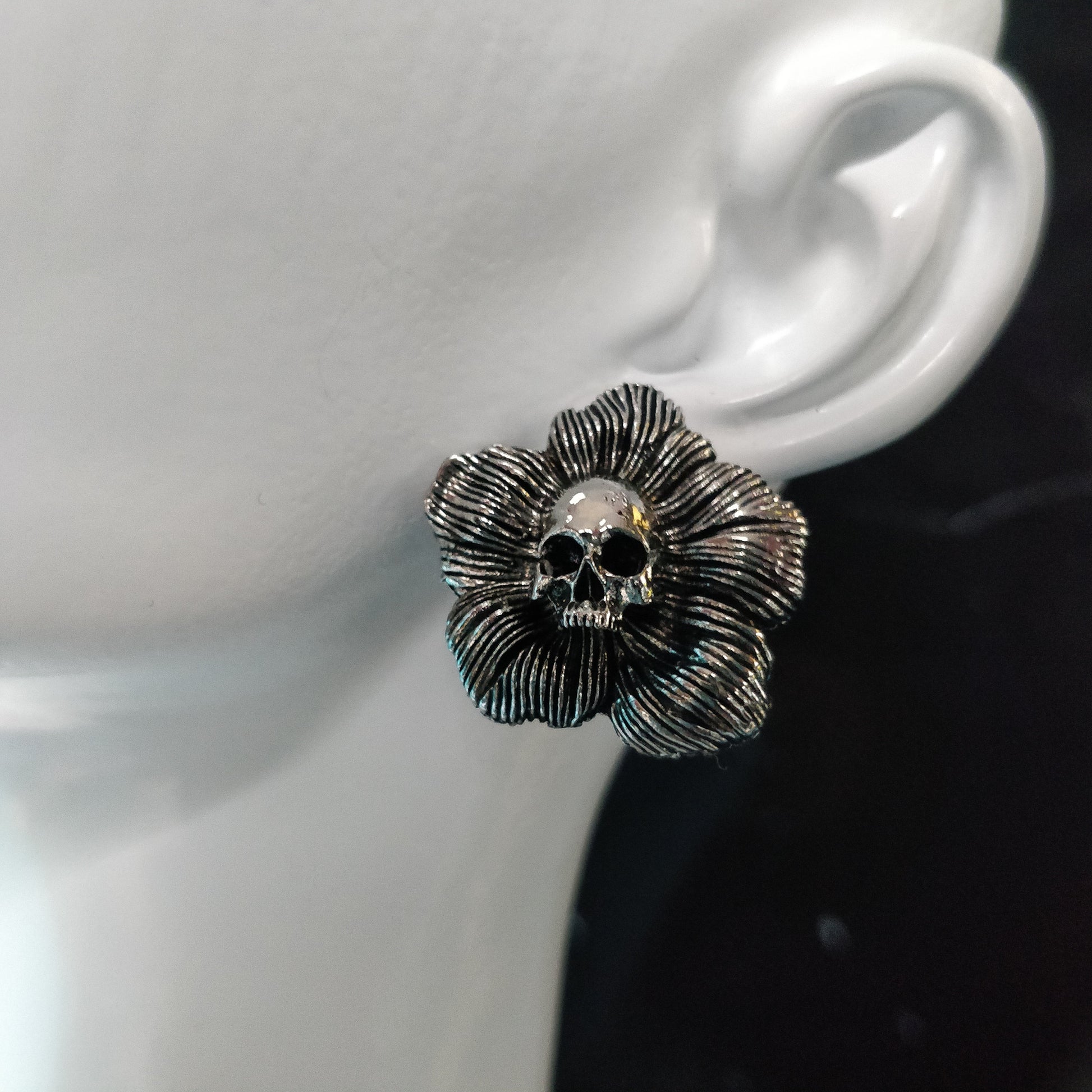 Skull Flower Earrings