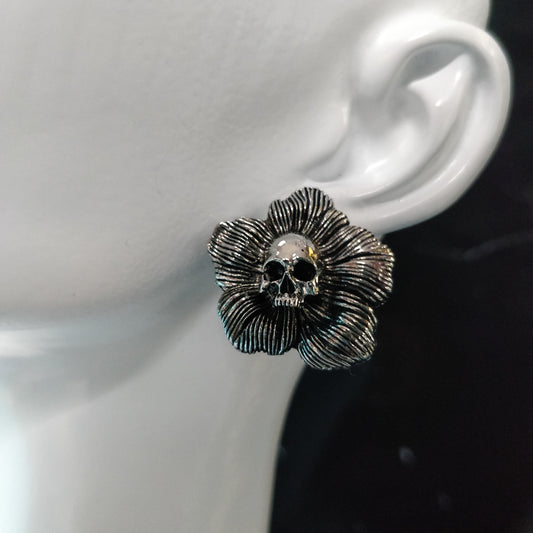 Skull Flower Earrings