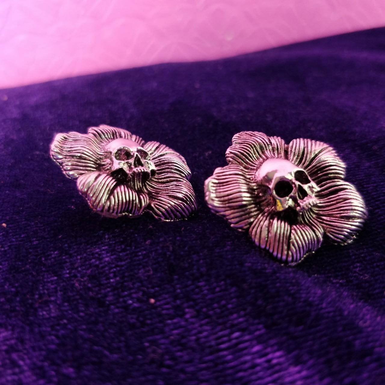 Skull Flower Earrings