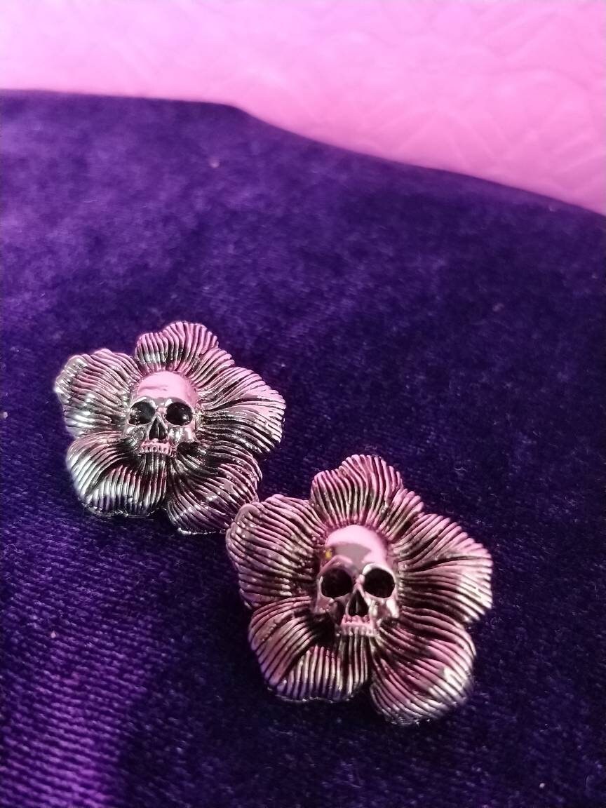 Skull Flower Earrings