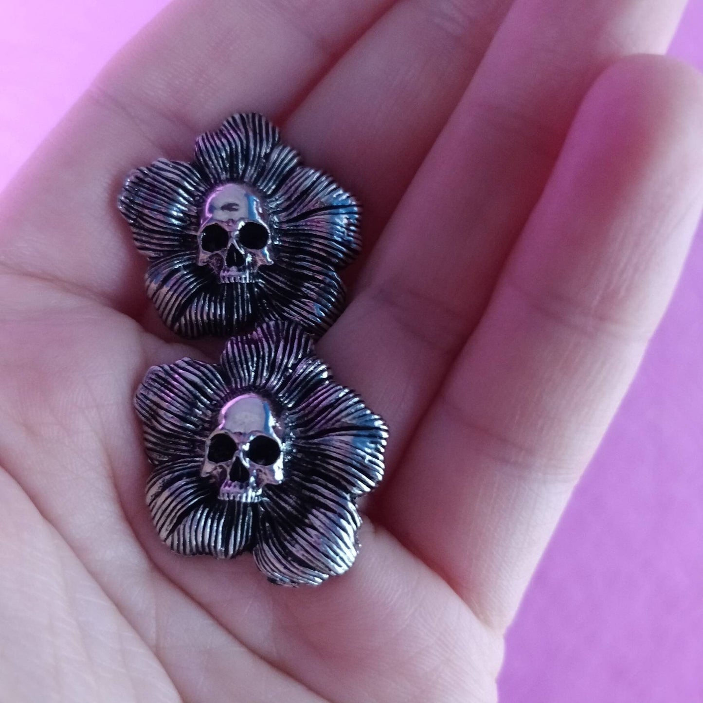 Skull Flower Earrings