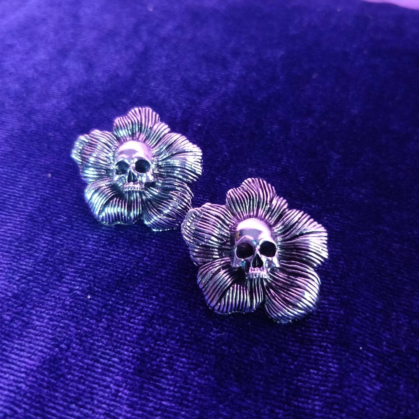 Skull Flower Earrings