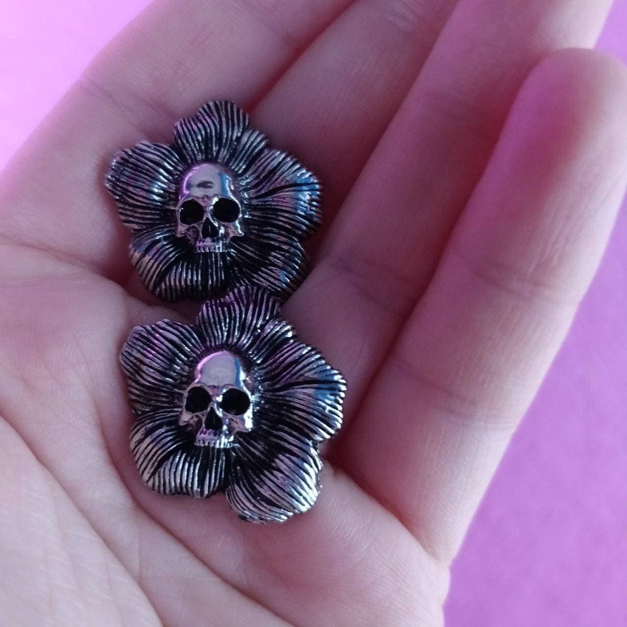 Skull Flower Earrings