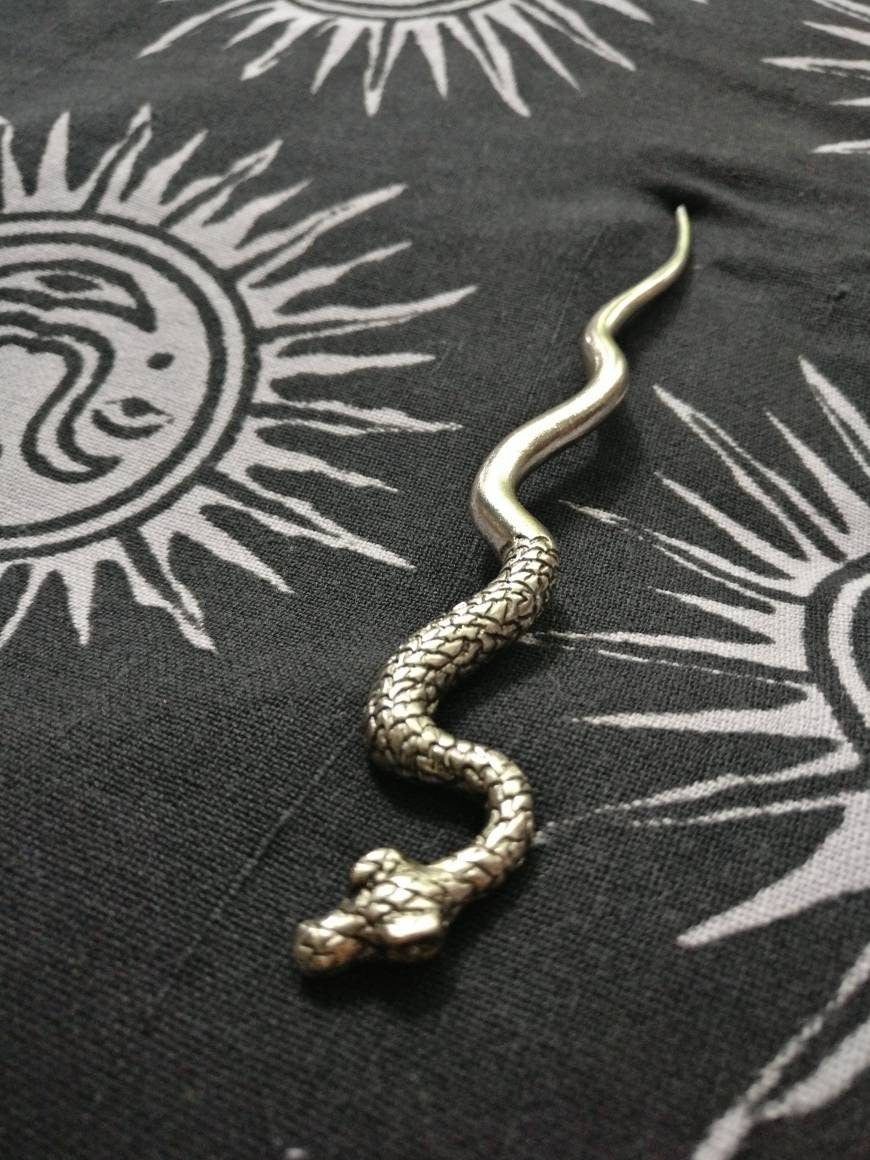 Snake Hair Stick Hair Pin Antique Look // occult magic witch retro boho hair fork