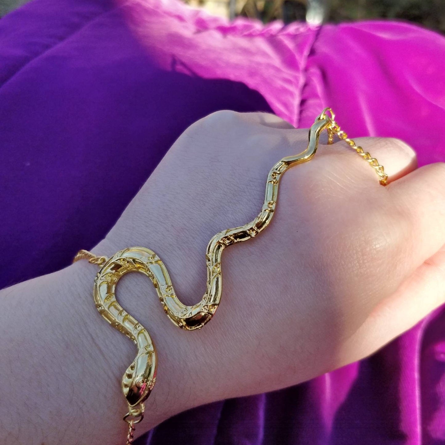 Snake Wrist Chain/ hand bracelet // Halloween goth occult mystic witch in silver or gold