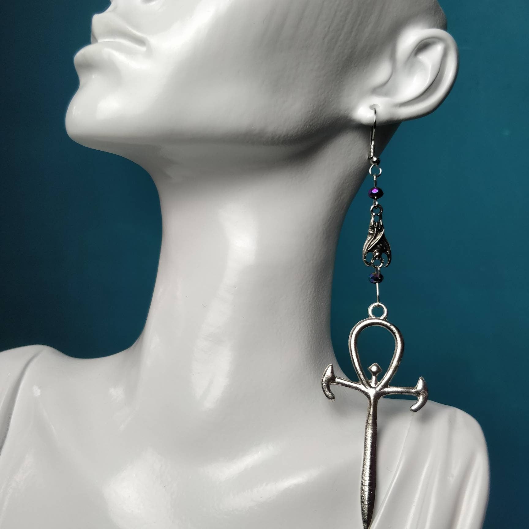 Vamp Earrings - Ankh and Bat