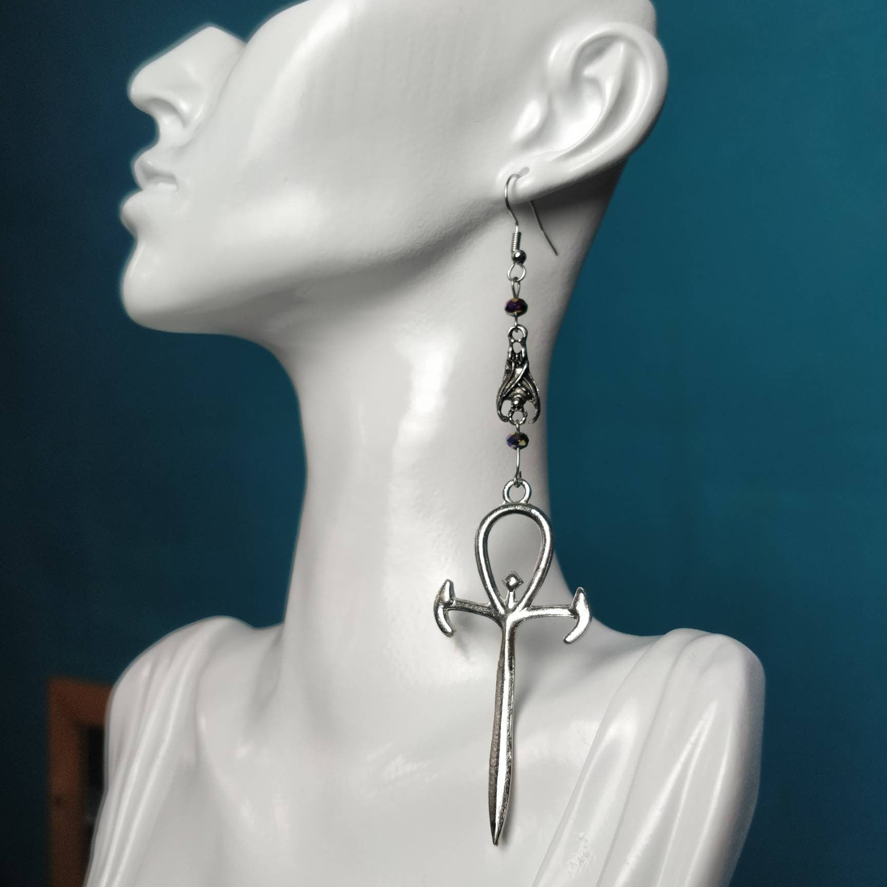 Vamp Earrings - Ankh and Bat