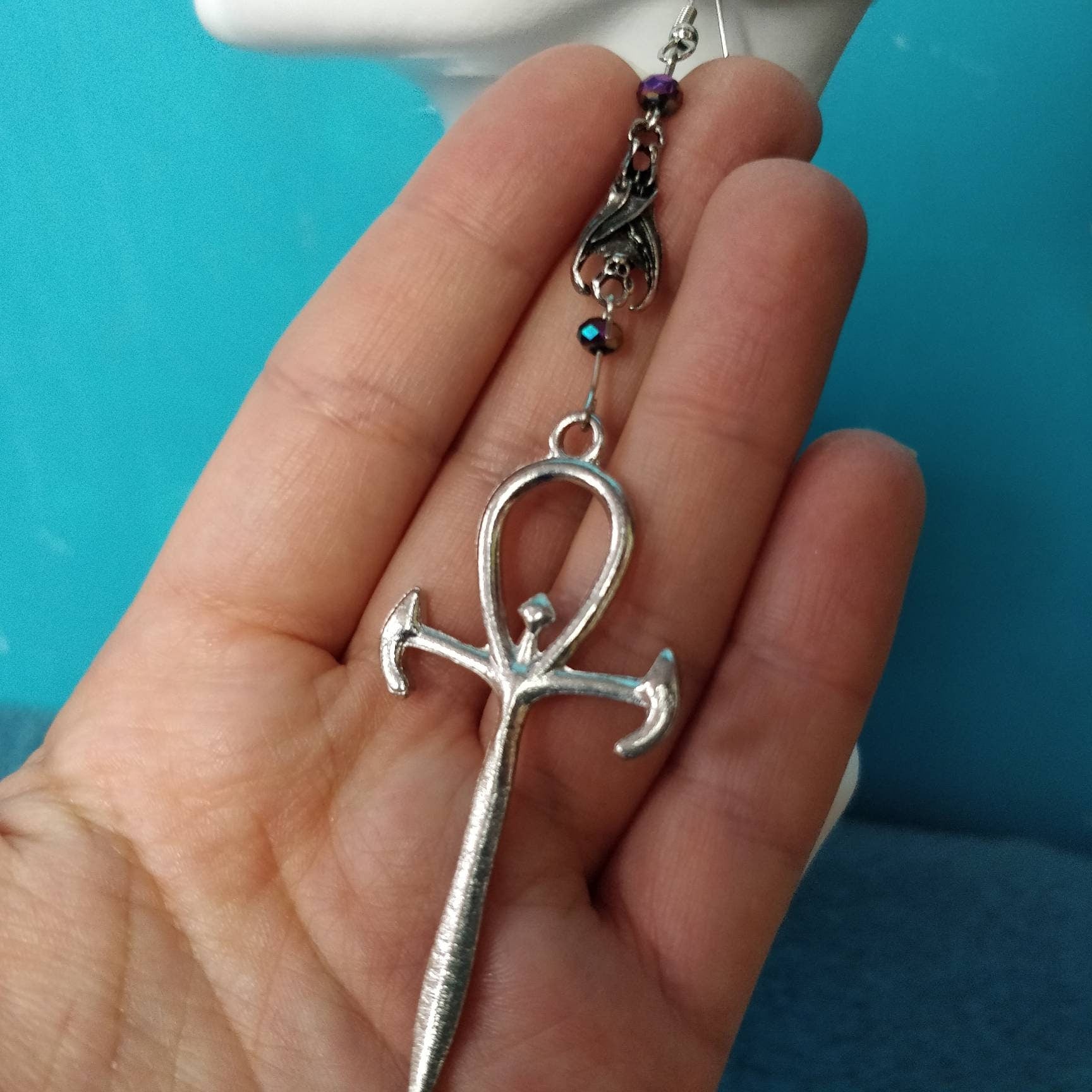Vamp Earrings - Ankh and Bat