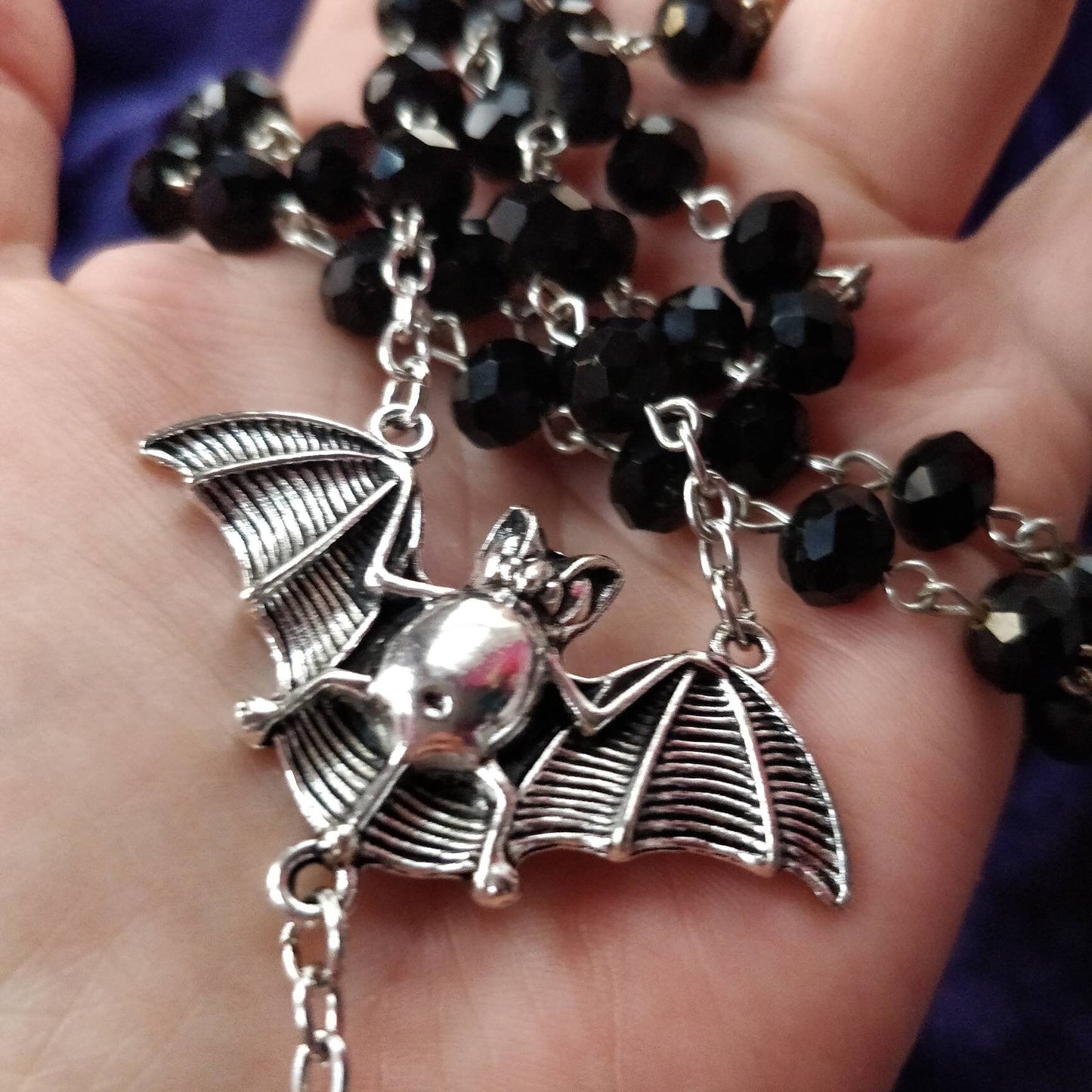 Vamp Rosary- Chunky Ankh, Faceted Beads