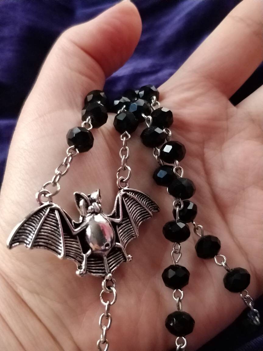 Vamp Rosary- Chunky Ankh, Faceted Beads