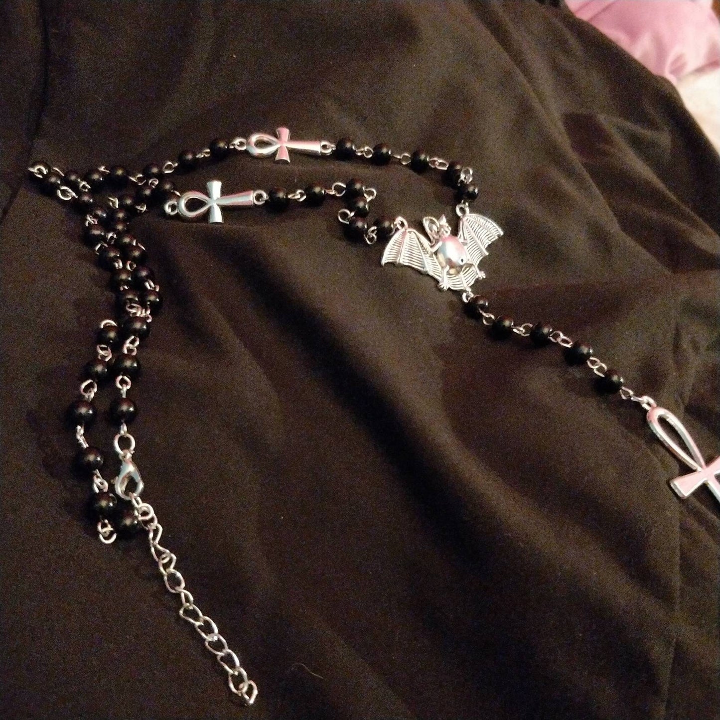 Vamp Rosary- chunky ankh version