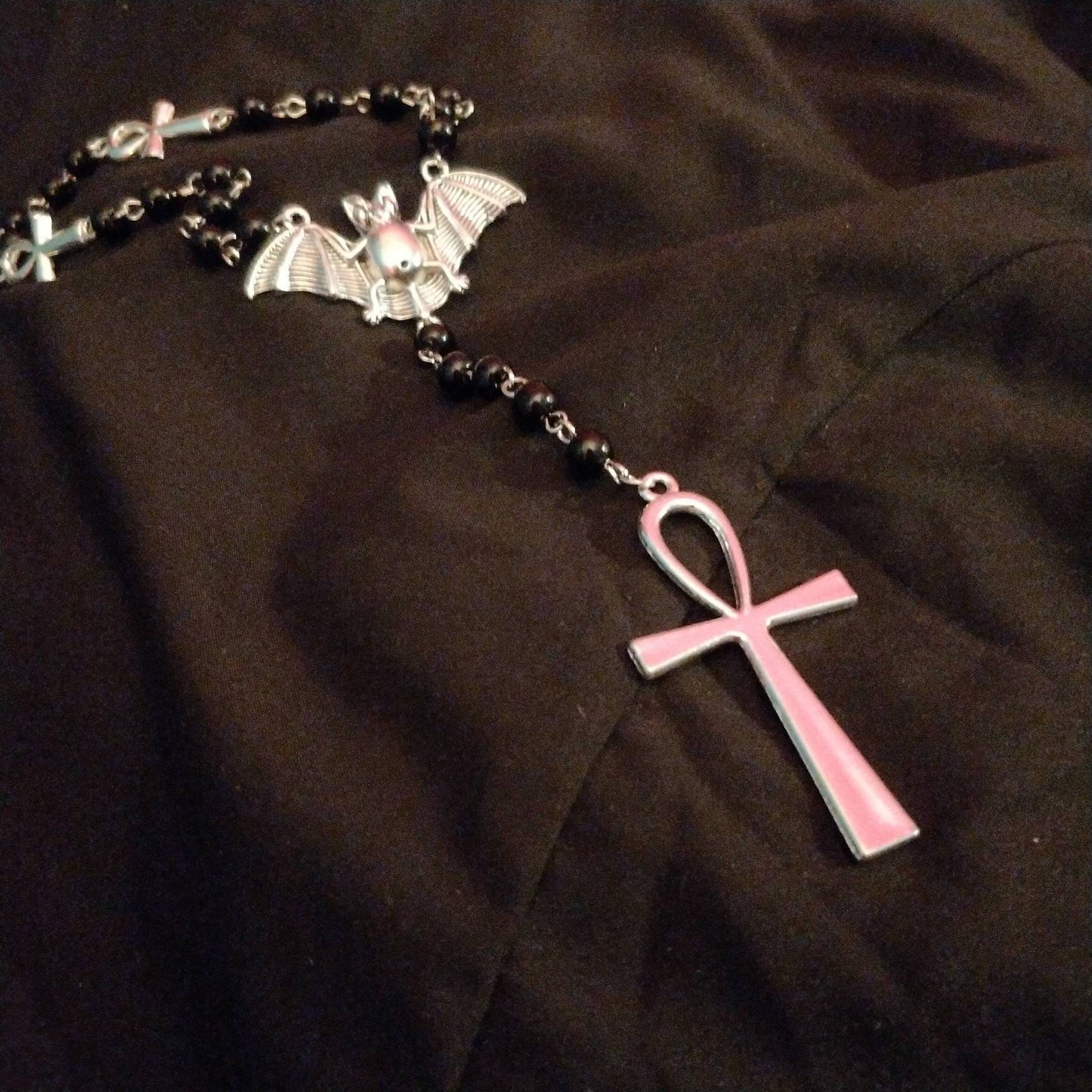 Vamp Rosary- chunky ankh version