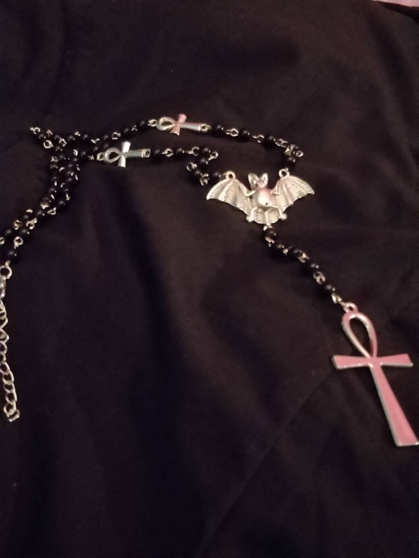 Vamp Rosary- chunky ankh version