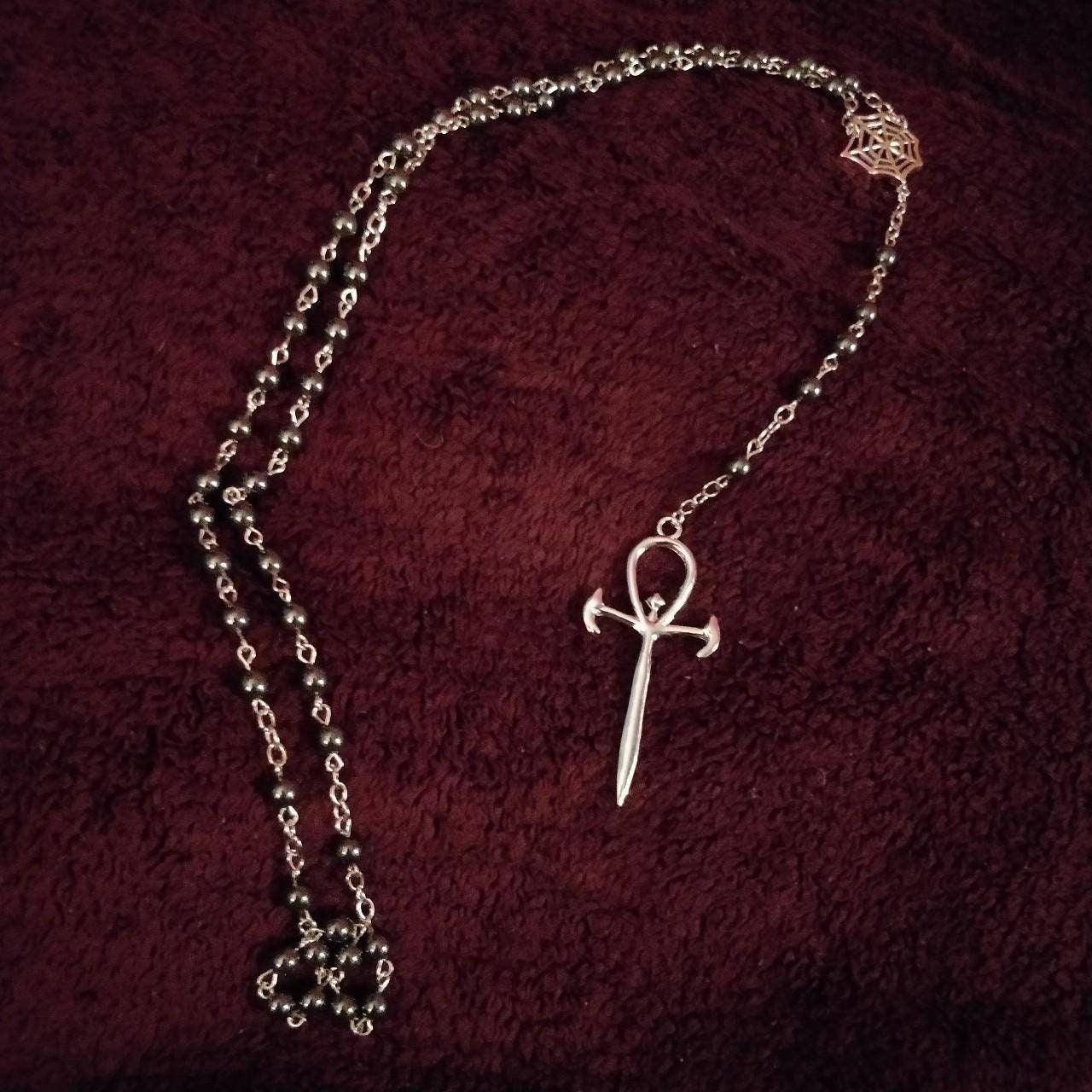 Vamp Rosary - hematite and spiderweb
