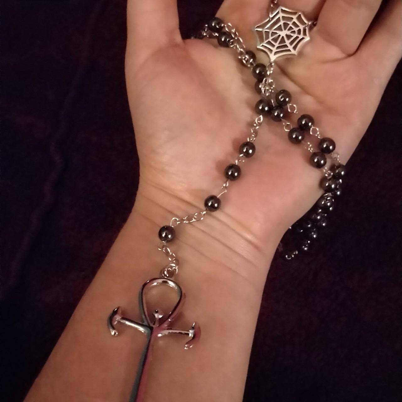 Vamp Rosary - hematite and spiderweb