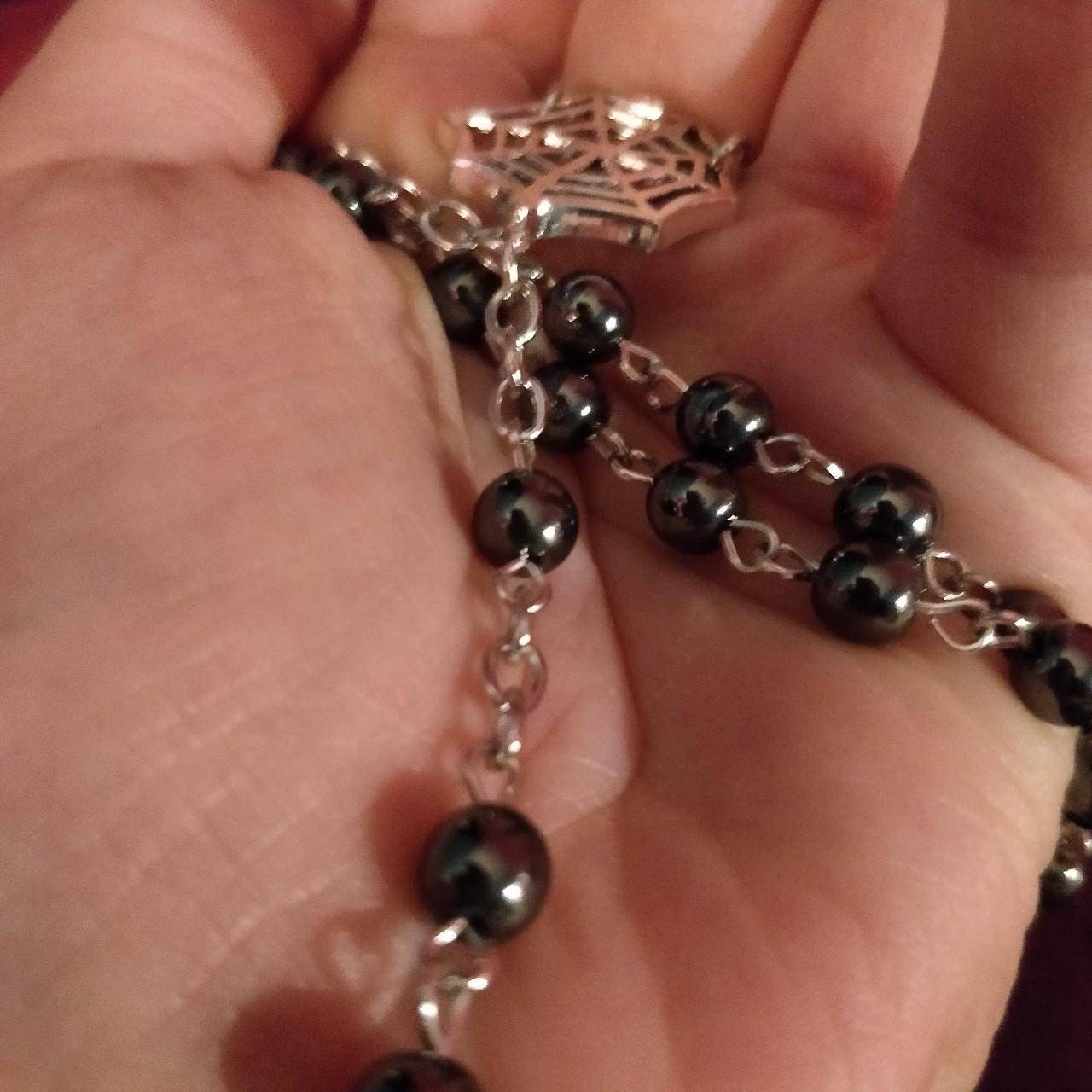 Vamp Rosary - hematite and spiderweb