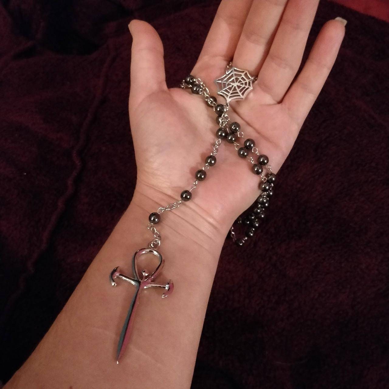Vamp Rosary - hematite and spiderweb