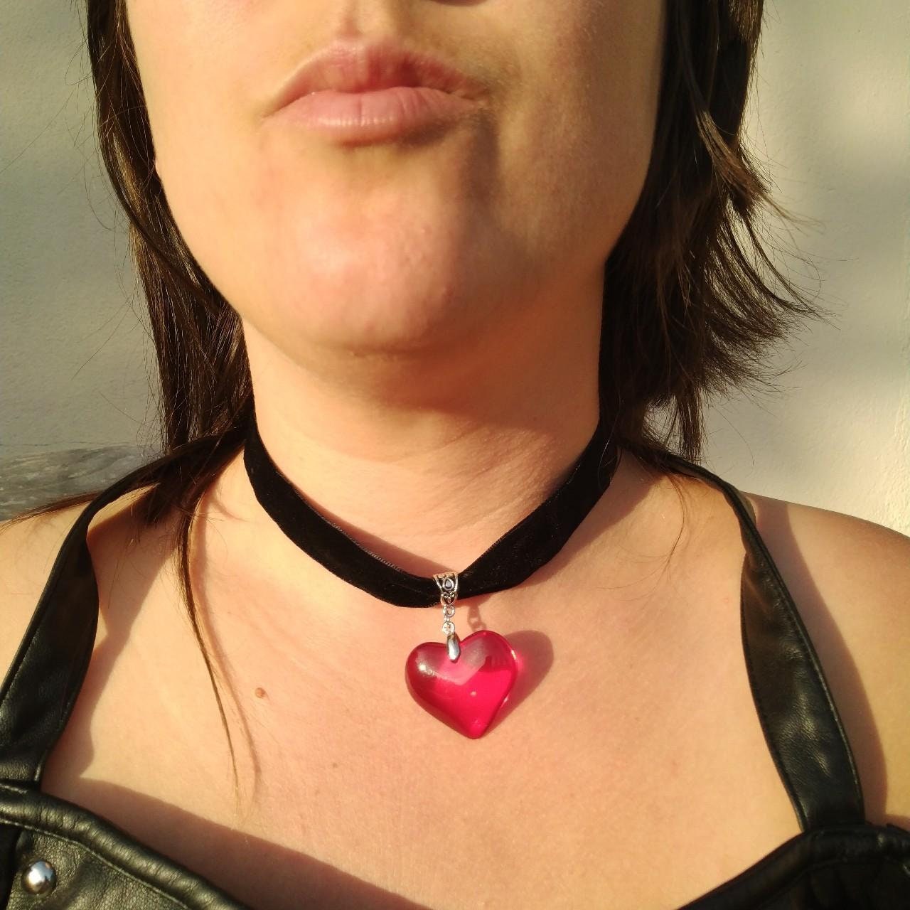 Velvet Choker with Red heart