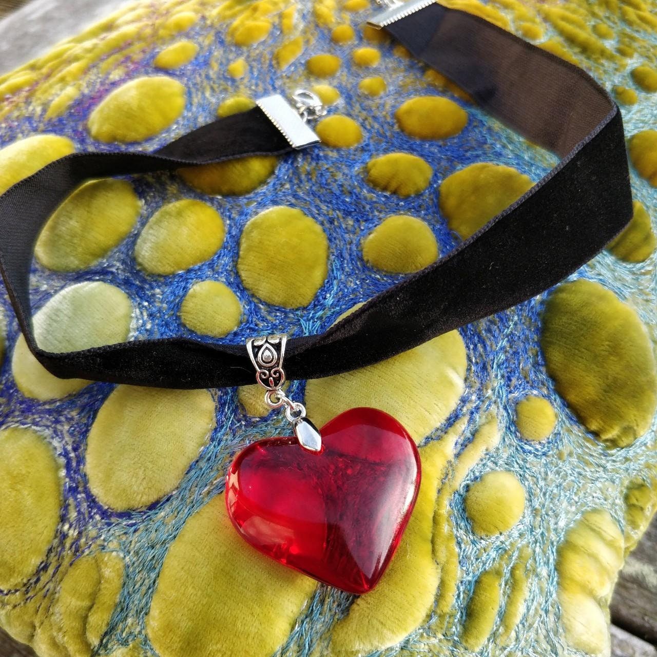 Velvet Choker with Red heart