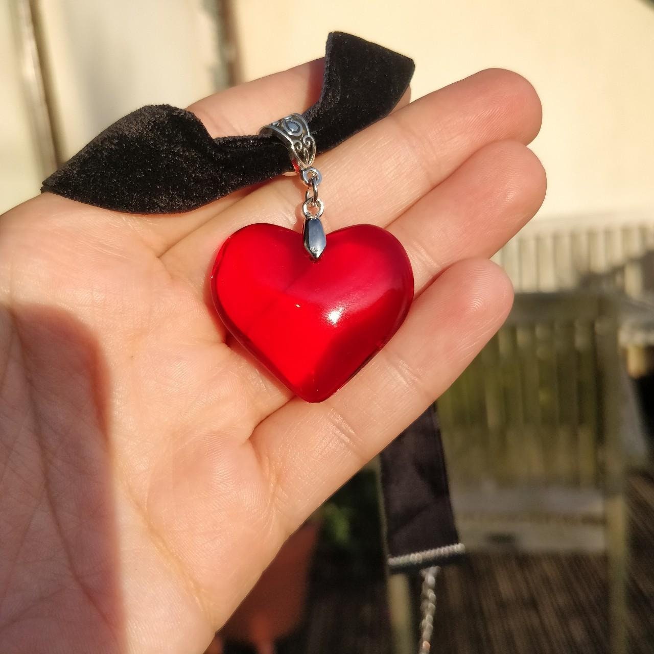 Velvet Choker with Red heart