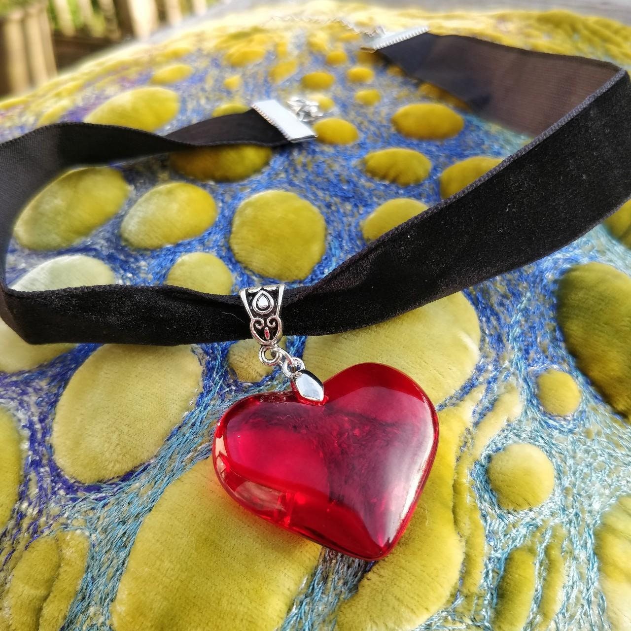 Velvet Choker with Red heart