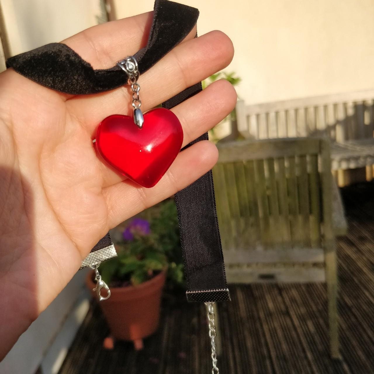 Velvet Choker with Red heart