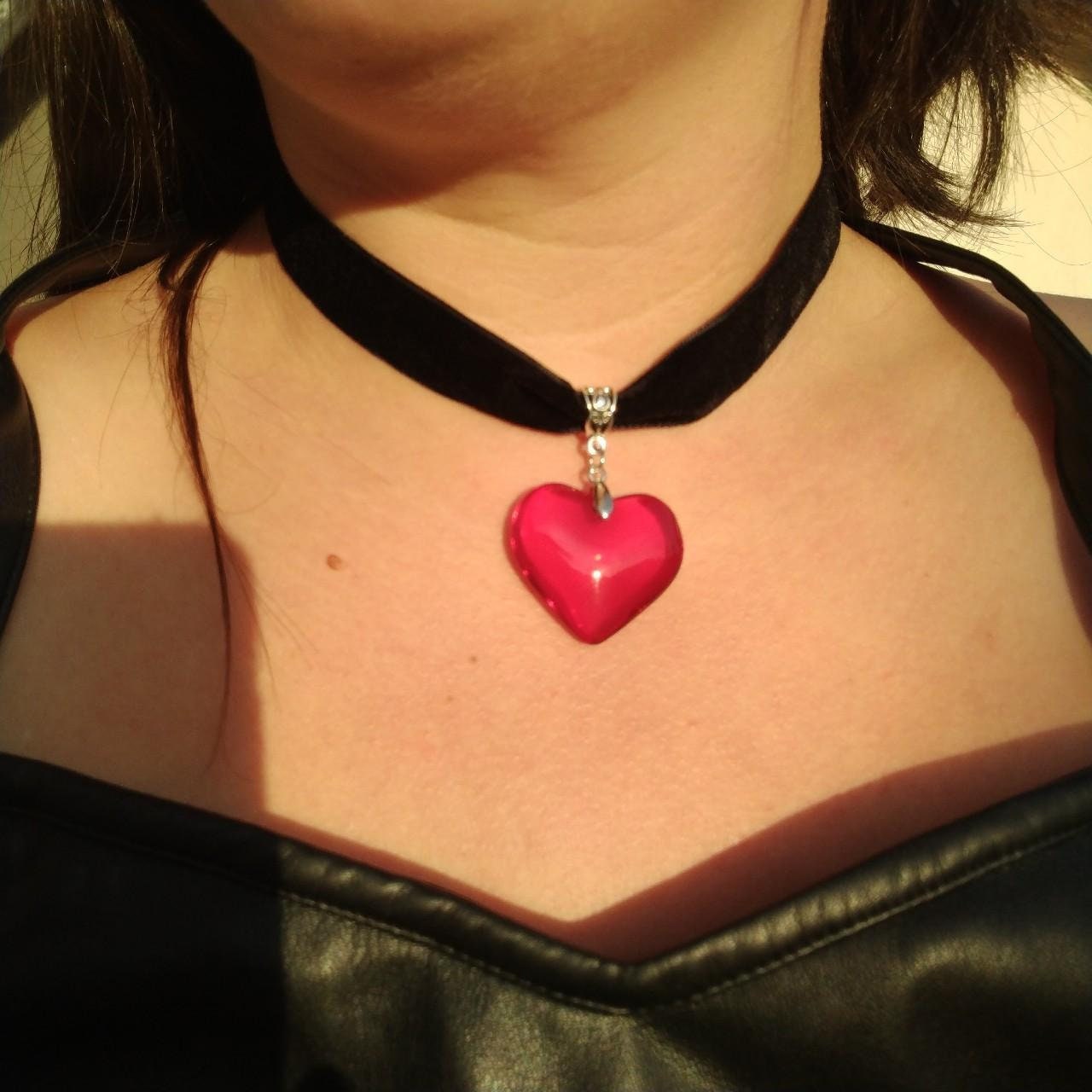Velvet Choker with Red heart