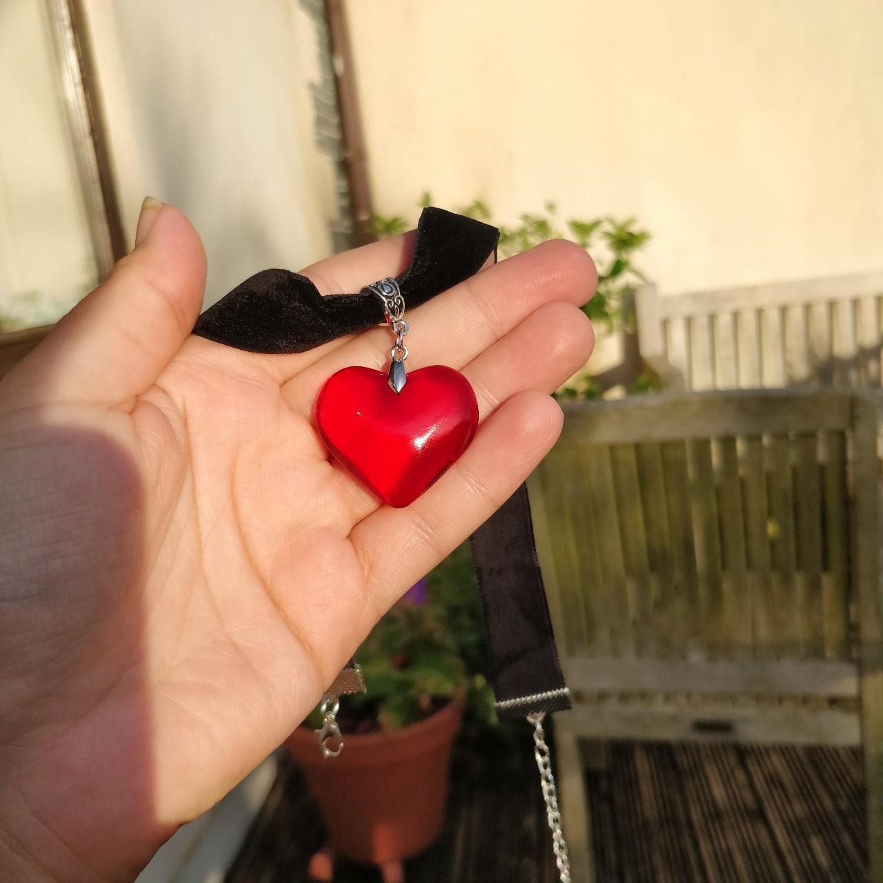 Velvet Choker with Red heart