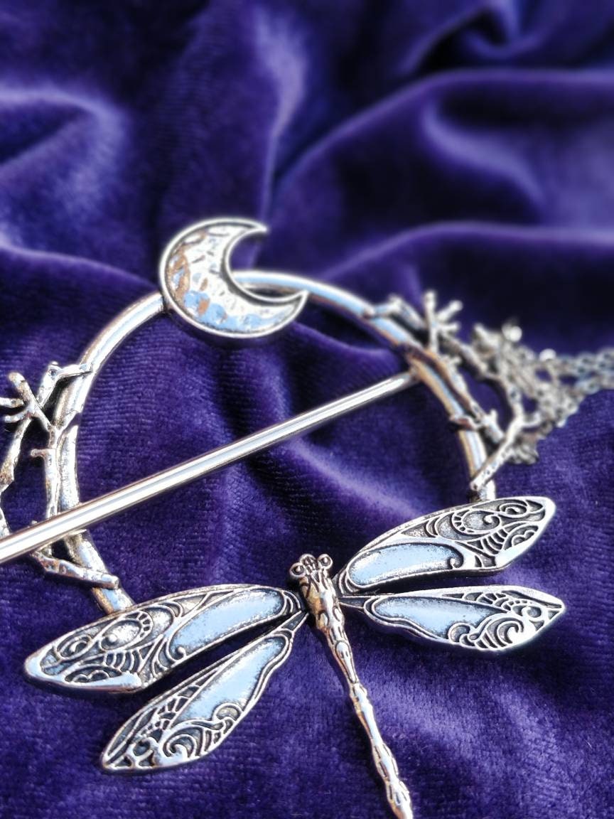 Whimsigoth Dragonfly and Moon Hair Stick