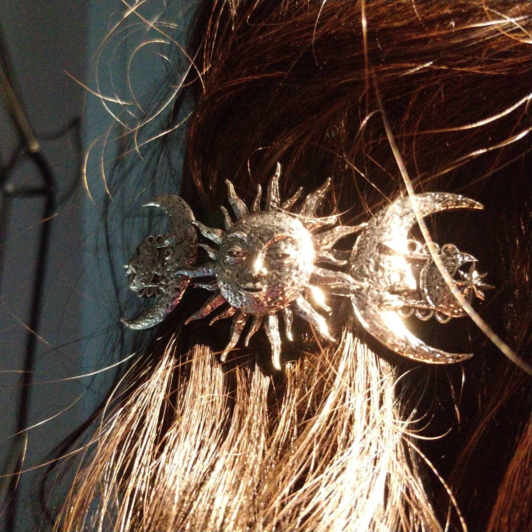 Whimsigoth Hair Barrette- sun moon and stars