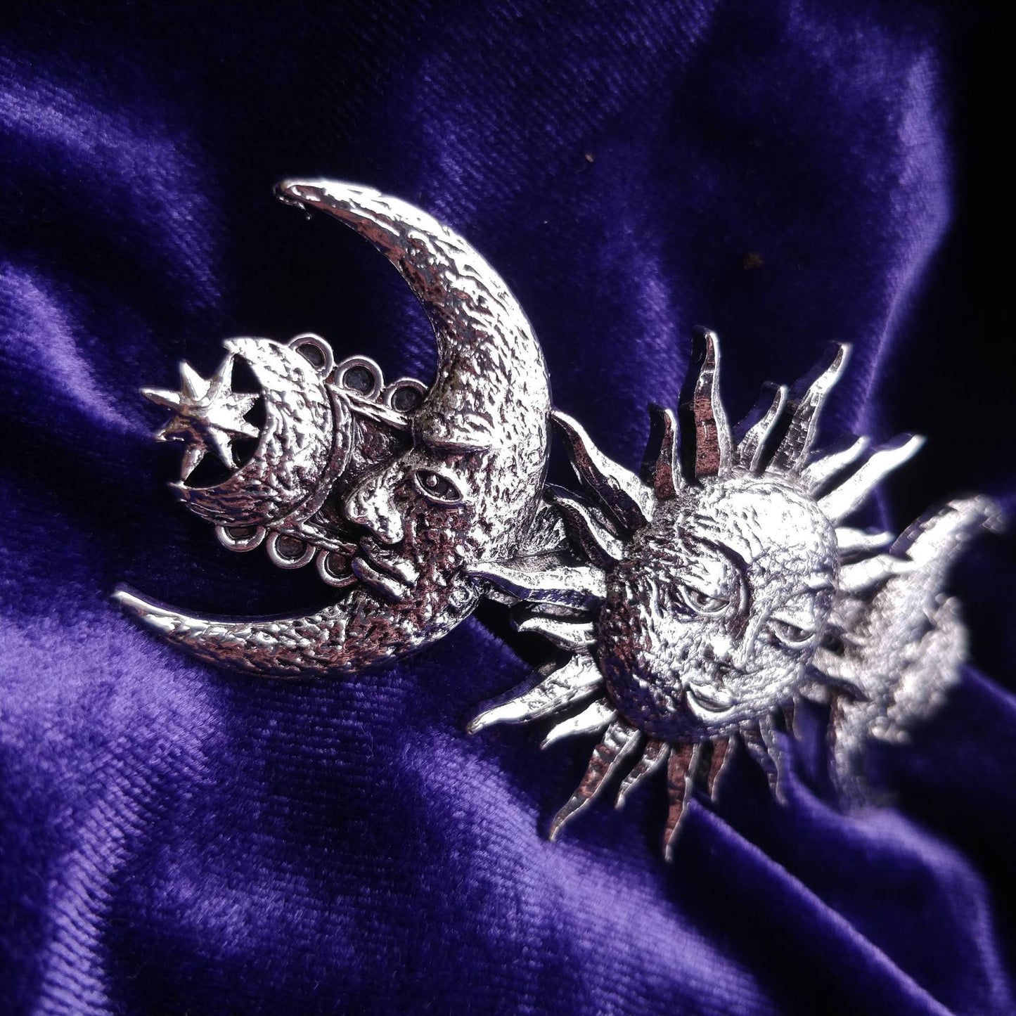 Whimsigoth Hair Barrette- sun moon and stars