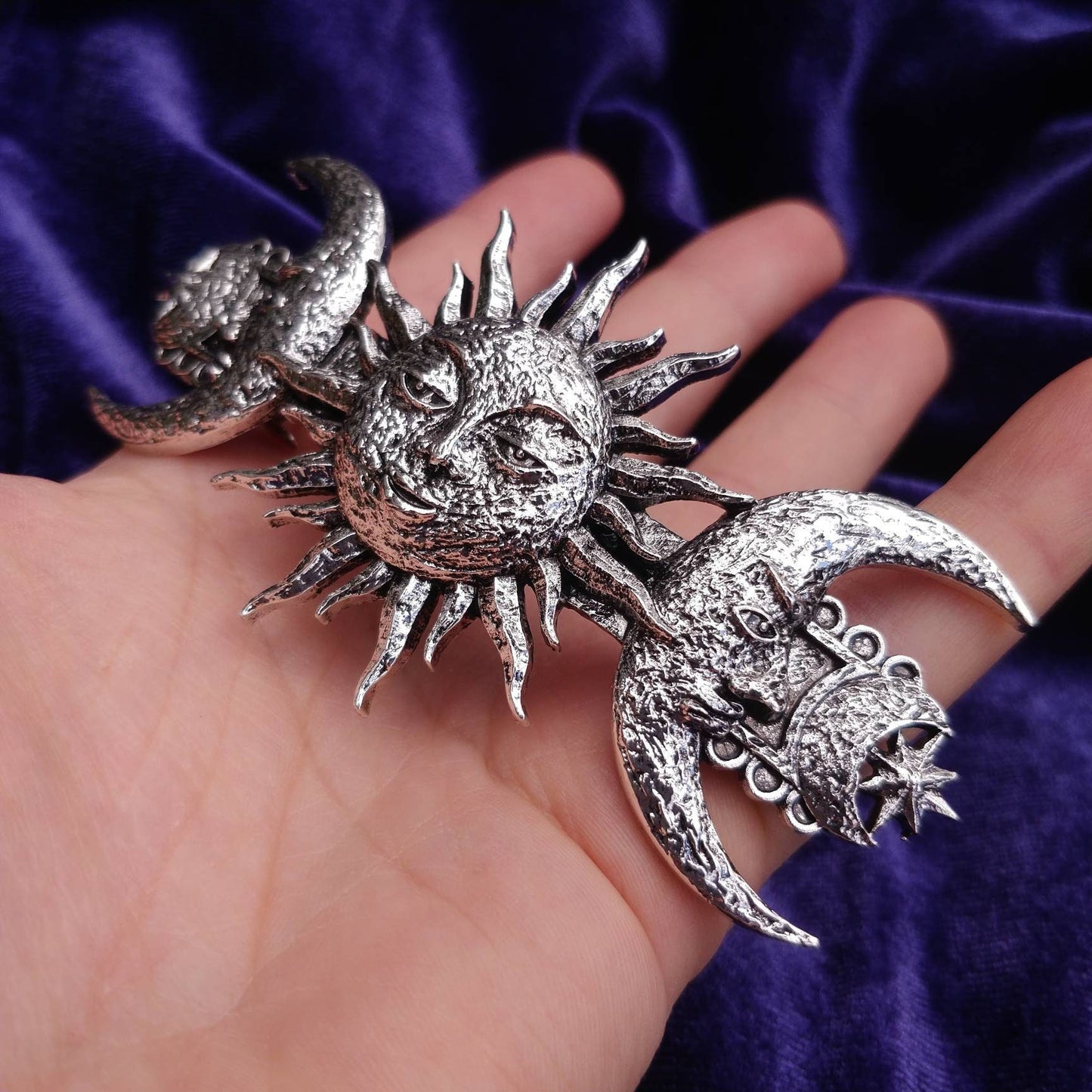 Whimsigoth Hair Barrette- sun moon and stars